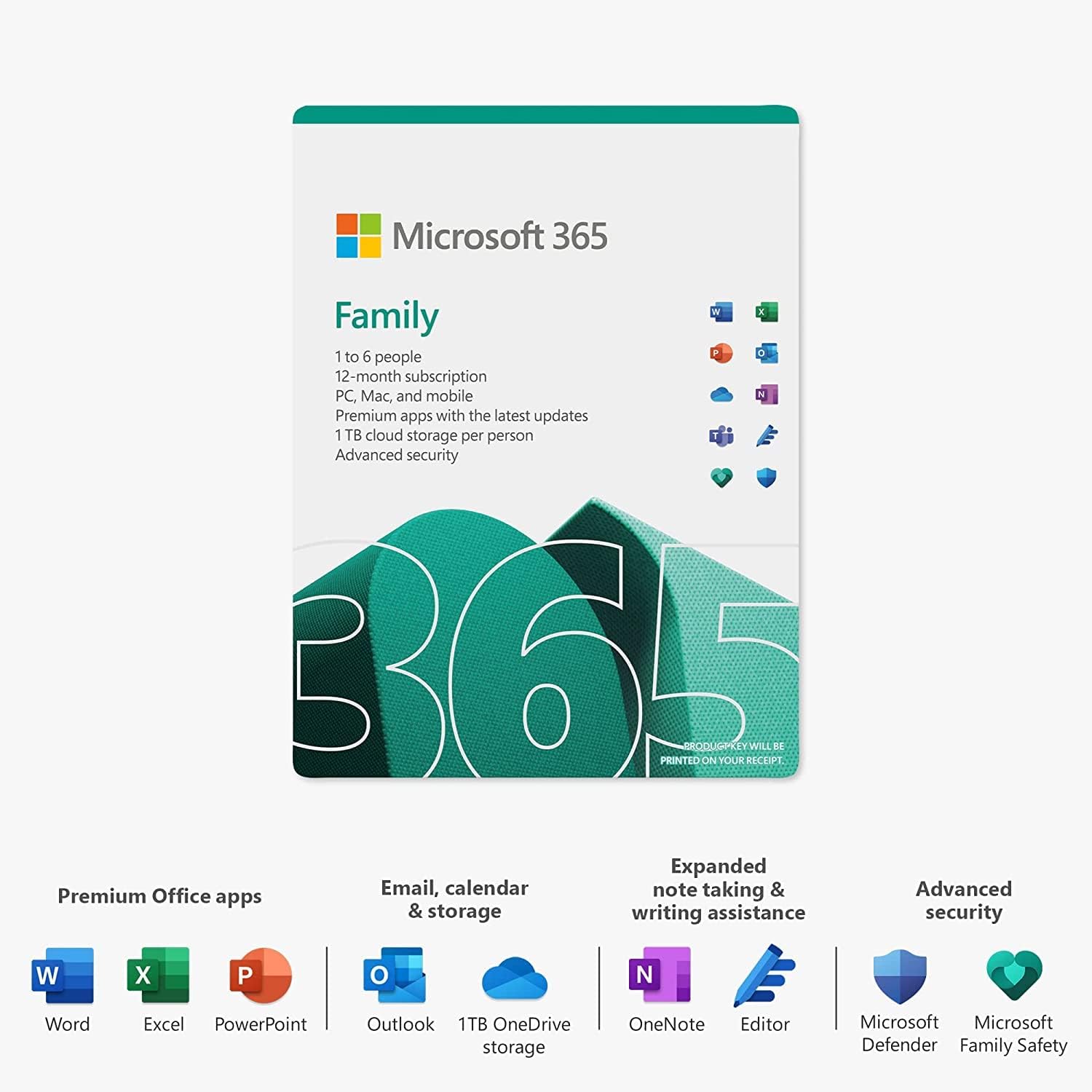 Microsoft Office 365 Family Pack 6 User 1 Year (Digital Download)