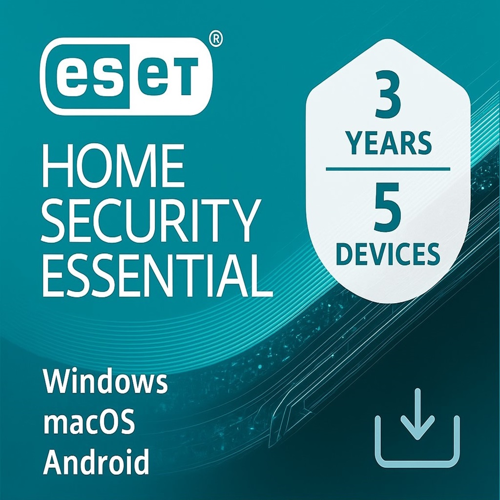 ESET Home Security Essential 2026, 5 Devices, 3 Years for PC | Mac | Android (Digital Download by Email)